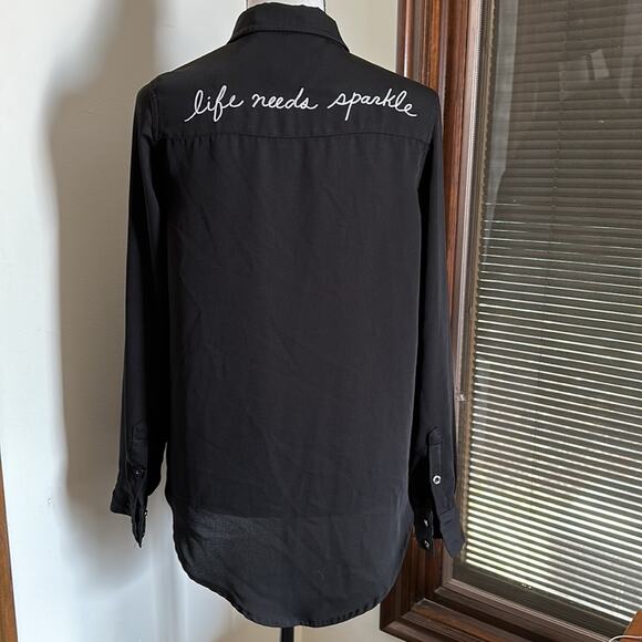 Tracee Ellis Ross for JC Penny | "Life Needs Sparkle" Button Down Shirt Size S - Picture 5 of 13